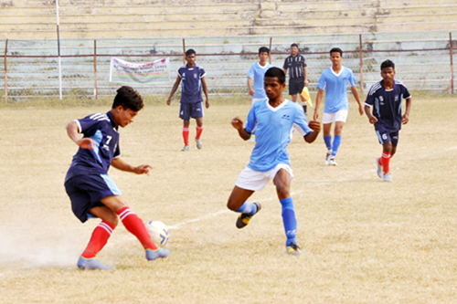 Players in action during a match in Jammu on Wednesday. Players in action during a match in Jammu on Wednesday.