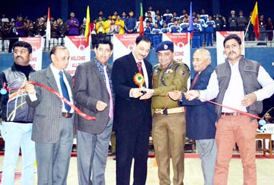 Dignitaries inaugurating day-2 proceedings of 8th State Speedball Championship at MA Stadium in Jammu. Dignitaries inaugurating day-2 proceedings of 8th State Speedball Championship at MA Stadium in Jammu.
