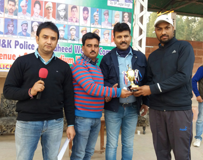 Man of the Match award being presented to winner during 7th Police Martyrs Memorial Cricket Tournament at Kathua. Man of the Match award being presented to winner during 7th Police Martyrs Memorial Cricket Tournament at Kathua.