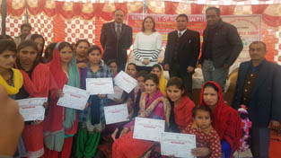 Deputy Commissioner Sheetal Nanda with students at a Skill Development Training Centre at Samba on Tuesday. Deputy Commissioner Sheetal Nanda with students at a Skill Development Training Centre at Samba on Tuesday.
