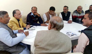 BJP leaders during a meeting at Jammu on Monday. BJP leaders during a meeting at Jammu on Monday.