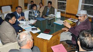 Minister for Revenue, Relief & Rehabilitation Syed Basharat Bukhari chairing a meeting at Jammu on Tuesday. Minister for Revenue, Relief & Rehabilitation Syed Basharat Bukhari chairing a meeting at Jammu on Tuesday.