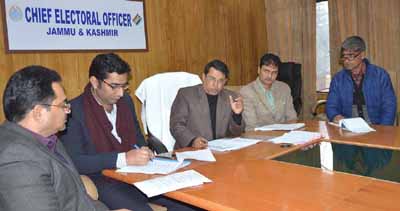 CEO J&K Shantmanu releasing Electoral Rolls of Jammu and Kashmir in Jammu on Saturday. CEO J&K Shantmanu releasing Electoral Rolls of Jammu and Kashmir in Jammu on Saturday.