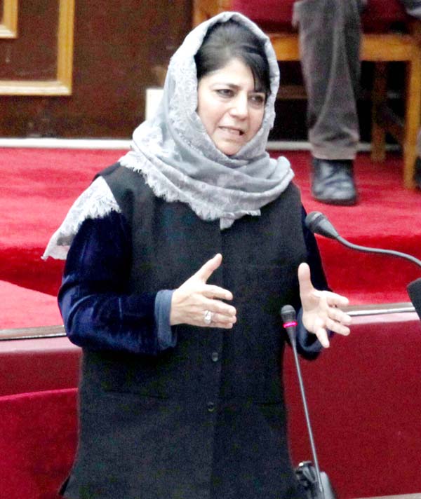 Chief Minister Mehbooba Mufti speaking in Upper House on Monday. -Excelsior/Rakesh Chief Minister Mehbooba Mufti speaking in Upper House on Monday. -Excelsior/Rakesh