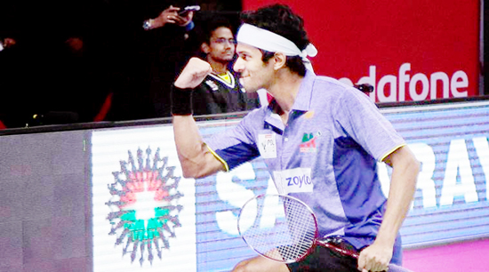 Ajay Jayaram celebrating victory in Malaysia Masters at Sarawak, Malaysia on Thursday. Ajay Jayaram celebrating victory in Malaysia Masters at Sarawak, Malaysia on Thursday.