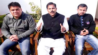NPP leader Harshdev Singh addressing press conference in Jammu. NPP leader Harshdev Singh addressing press conference in Jammu.