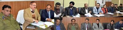 Divisional Commissioner Dr Pawan Kotwal chairing a meeting at Jammu on Monday. Divisional Commissioner Dr Pawan Kotwal chairing a meeting at Jammu on Monday.