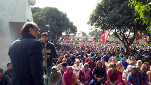 Former minister and senior NC leader SS Slathia addressing public meeting in Vijaypur on Thursday. Former minister and senior NC leader SS Slathia addressing public meeting in Vijaypur on Thursday.