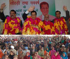 Cong leaders R S Chib, Jugal Kishore and others at party convention in Suchetgarh on Friday. Cong leaders R S Chib, Jugal Kishore and others at party convention in Suchetgarh on Friday.