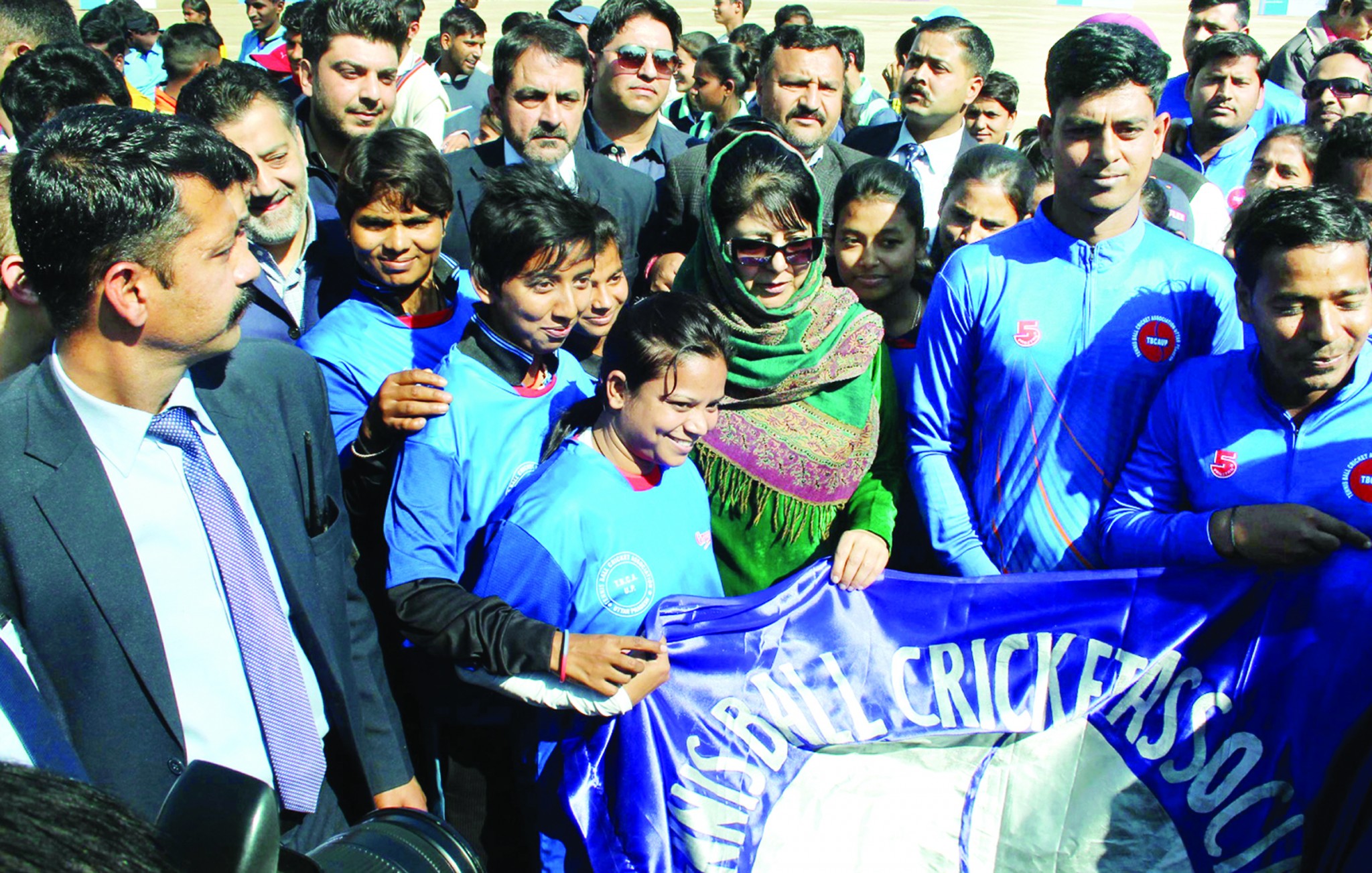 Chief Minister, Mehbooba Mufti during her interaction with the players of various state teams while declaring open the 27th Senior National Tennis Ball Cricket Championship in Jammu. —Excelsior/Rakesh Chief Minister, Mehbooba Mufti during her interaction with the players of various state teams while declaring open the 27th Senior National Tennis Ball Cricket Championship in Jammu. —Excelsior/Rakesh
