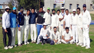 Jubilant Simula Cricket Club Players posing for a group photograph after registering win in Chief Minister’s Cup at Gharota in Jammu. Jubilant Simula Cricket Club Players posing for a group photograph after registering win in Chief Minister’s Cup at Gharota in Jammu.