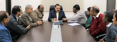 Union Minister Dr Jitendra Singh with a delegation of Assistant Section Officers who called on him at New Delhi. Union Minister Dr Jitendra Singh with a delegation of Assistant Section Officers who called on him at New Delhi.