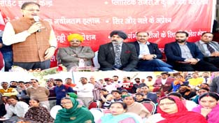 Speaker Legislative Assembly Kavinder Gupta addressing a gathering at Gandhi Nagar on Sunday. Speaker Legislative Assembly Kavinder Gupta addressing a gathering at Gandhi Nagar on Sunday.