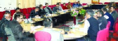 Minister for Food, Civil Supplies & Consumer Affairs Choudhary Zulfkar Ali chairing a meeting at Jammu on Thursday. Minister for Food, Civil Supplies & Consumer Affairs Choudhary Zulfkar Ali chairing a meeting at Jammu on Thursday.