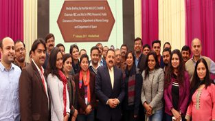 Union Minister Dr Jitendra Singh posing for photograph with media persons during luncheon briefing on different Ministries and Departments under his charge, at New Delhi on Tuesday. Union Minister Dr Jitendra Singh posing for photograph with media persons during luncheon briefing on different Ministries and Departments under his charge, at New Delhi on Tuesday.