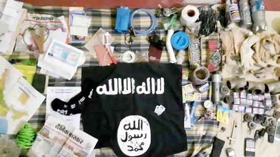 Arms, ammunition and other items recovered after the suspected terrorist Saifullah was killed in a 12-hours long operation of UP-ATS team on the outskirts of Lucknow, on Wednesday.(UNI) Arms, ammunition and other items recovered after the suspected terrorist Saifullah was killed in a 12-hours long operation of UP-ATS team on the outskirts of Lucknow, on Wednesday.(UNI)