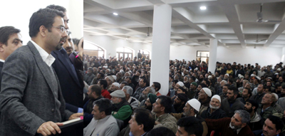 PDP candidate Tasaduq Mufti addressing an election rally in Anantnag on Saturday. PDP candidate Tasaduq Mufti addressing an election rally in Anantnag on Saturday.