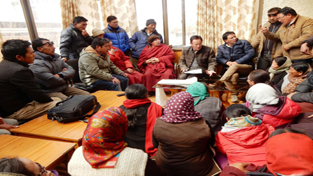 Phey villagers during a meeting with CEC Leh on Friday. — Excelsior/Stenzin Phey villagers during a meeting with CEC Leh on Friday. — Excelsior/Stenzin