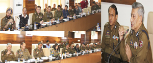 DGP Dr S P Vaid chairing a meeting at Jammu on Thursday. DGP Dr S P Vaid chairing a meeting at Jammu on Thursday.