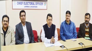 Chief Electoral Officer Shantmanu chairing a meeting in Jammu on Friday. Chief Electoral Officer Shantmanu chairing a meeting in Jammu on Friday.