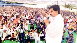 MLA Udhampur and former Minister Pawan Gupta addressing a mammoth rally at Udhampur on Sunday. MLA Udhampur and former Minister Pawan Gupta addressing a mammoth rally at Udhampur on Sunday.