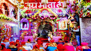 A view of the Bhawan of Shri Mata Vaishno Devi Ji and Atka decorated with flowers on the occasion of commencement of Navratras. A view of the Bhawan of Shri Mata Vaishno Devi Ji and Atka decorated with flowers on the occasion of commencement of Navratras.