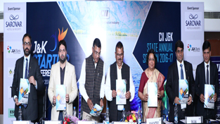 Industries Minister, Chander Parkash Ganga along with other dignitaries launching CII J&K Angel Network during a conference on Wednesday. Industries Minister, Chander Parkash Ganga along with other dignitaries launching CII J&K Angel Network during a conference on Wednesday.