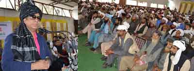 Minister for Food, Civil Supplies and Consumer Affairs Choudhary Zulfkar Ali addressing a gathering in Udhampur on Wednesday. Minister for Food, Civil Supplies and Consumer Affairs Choudhary Zulfkar Ali addressing a gathering in Udhampur on Wednesday.