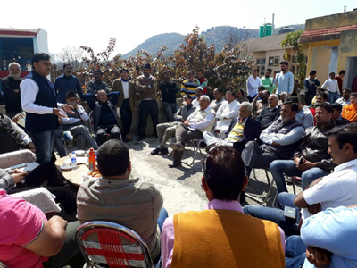 MLC Vibodh Gupta addressing a gathering in Rajouri on Saturday. MLC Vibodh Gupta addressing a gathering in Rajouri on Saturday.