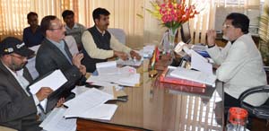 Minister for Animal & Sheep Husbandry Abdul Gani Kohli chairing a meeting at Jammu on Thursday. Minister for Animal & Sheep Husbandry Abdul Gani Kohli chairing a meeting at Jammu on Thursday.