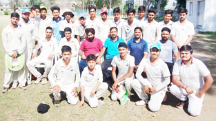 Teams of RCC and Bhatia CA posing for a group photograph alongwith the dignitaries and officials at GGM Science College Hostel ground in Jammu. Teams of RCC and Bhatia CA posing for a group photograph alongwith the dignitaries and officials at GGM Science College Hostel ground in Jammu.
