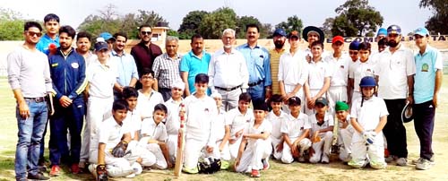 Under-13 Boys Cricket teams posing alongwith Chief Guest and other dignitaries at MA Stadium in Jammu on Saturday. Under-13 Boys Cricket teams posing alongwith Chief Guest and other dignitaries at MA Stadium in Jammu on Saturday.