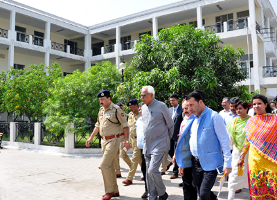 Governor N N Vohra visiting Yatri Niwas at Bhagwati Nagar on Thursday. Governor N N Vohra visiting Yatri Niwas at Bhagwati Nagar on Thursday.