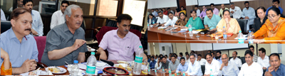 Minister for Revenue A R Veeri addressing the officials at Revenue Conference in Jammu on Saturday. Minister for Revenue A R Veeri addressing the officials at Revenue Conference in Jammu on Saturday.
