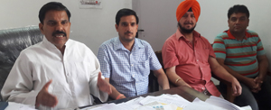 NPP leader Harsh Dev Singh addressing press conference in Jammu on Wednesday. NPP leader Harsh Dev Singh addressing press conference in Jammu on Wednesday.