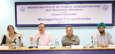 Chief Secretary B R Sharma and Divisional Commissioner Dr Pawan Kotwal during training programme at IIPA, Jammu. Chief Secretary B R Sharma and Divisional Commissioner Dr Pawan Kotwal during training programme at IIPA, Jammu.