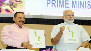 Prime Minister Narendra Modi with Minister of State for Development of North Eastern Region (I/C), Prime Minister’s Office, Personnel, Public Grievances & Pensions, Atomic Energy and Space Dr Jitendra Singh releasing a publication at the 11th Civil Services Day function, in New Delhi on Friday. (UNI) Prime Minister Narendra Modi with Minister of State for Development of North Eastern Region (I/C), Prime Minister’s Office, Personnel, Public Grievances & Pensions, Atomic Energy and Space Dr Jitendra Singh releasing a publication at the 11th Civil Services Day function, in New Delhi on Friday. (UNI)