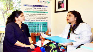 A doctor at Max Hospital, Mohali, counselling a patient of fibroid. A doctor at Max Hospital, Mohali, counselling a patient of fibroid.