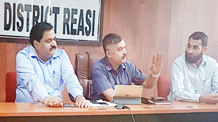 Regional Director, Survey and Land Records Amit Sharma chairing a meeting at Reasi on Monday. Regional Director, Survey and Land Records Amit Sharma chairing a meeting at Reasi on Monday.