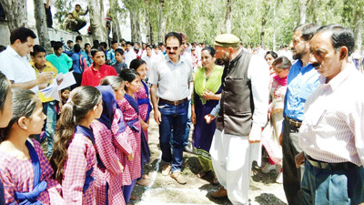 Ghulam Ahmed Qudhari, Principal HSS Surankote and other dignitaries interacting with budding players at HSS Surankote in Poonch. Ghulam Ahmed Qudhari, Principal HSS Surankote and other dignitaries interacting with budding players at HSS Surankote in Poonch.