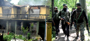 The remains of the house at Soimoh village in Tral area in Pulwama district, where a top Hizbul commander Sabzar Bhat and one of his aide were killed in an encounter with Army on Saturday. Another pic on page 11. (UNI) The remains of the house at Soimoh village in Tral area in Pulwama district, where a top Hizbul commander Sabzar Bhat and one of his aide were killed in an encounter with Army on Saturday. Another pic on page 11. (UNI)