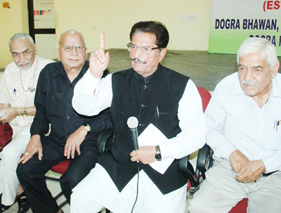 DSS leader G S Charak addressing press conference. -Excelsior/ Rakesh DSS leader G S Charak addressing press conference. -Excelsior/ Rakesh