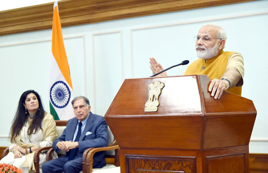 Prime Minister Narendra Modi addressing the audience of doctors and students of Tata Memorial Centre, via video conferencing, after releasing the Platinum Jubilee Milestone book on Tata Memorial Centre, in New Delhi on Thursday. (UNI) Prime Minister Narendra Modi addressing the audience of doctors and students of Tata Memorial Centre, via video conferencing, after releasing the Platinum Jubilee Milestone book on Tata Memorial Centre, in New Delhi on Thursday. (UNI)