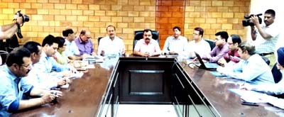 MLC Vikram Randhawa chairing a meeting of JMC officers on Tuesday. MLC Vikram Randhawa chairing a meeting of JMC officers on Tuesday.