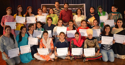 Twenty two students of Government College for Women, Gandhi Nagar, Jammu who were felicitated by Regional Director ICCR, Balwant Thakur. Twenty two students of Government College for Women, Gandhi Nagar, Jammu who were felicitated by Regional Director ICCR, Balwant Thakur.