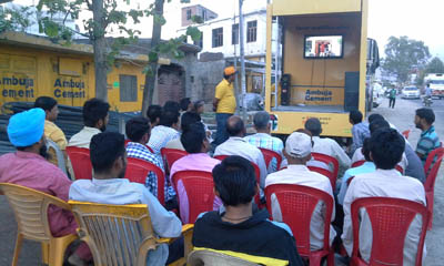 Ambuja Cement holding awareness campaign for mason community. Ambuja Cement holding awareness campaign for mason community.