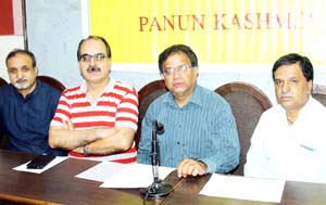 PK leaders addressing press conference on Monday. -Excelsior/Rakesh PK leaders addressing press conference on Monday. -Excelsior/Rakesh