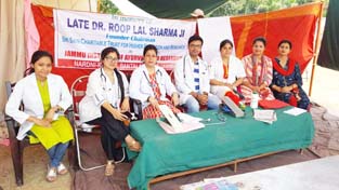 Doctors of JIARH posing during a medical camp at GMS Satwari in Jammu. Doctors of JIARH posing during a medical camp at GMS Satwari in Jammu.