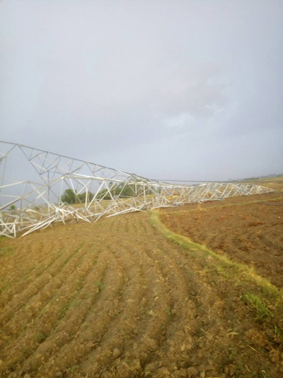 Tower of 400kv line uprooted due to wind storm near Samba on Thursday. —Excelsior/Gautam Tower of 400kv line uprooted due to wind storm near Samba on Thursday. —Excelsior/Gautam