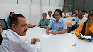 Union Minister Dr Jitendra Singh meeting deputations and attending to public grievances at BJP central office at 11 Ashoka Road, New Delhi on Wednesday. Union Minister Dr Jitendra Singh meeting deputations and attending to public grievances at BJP central office at 11 Ashoka Road, New Delhi on Wednesday.